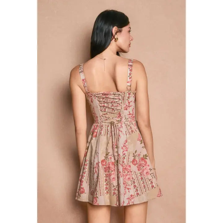 Saltwater Bloom Corset Sweetheart Mini Dress