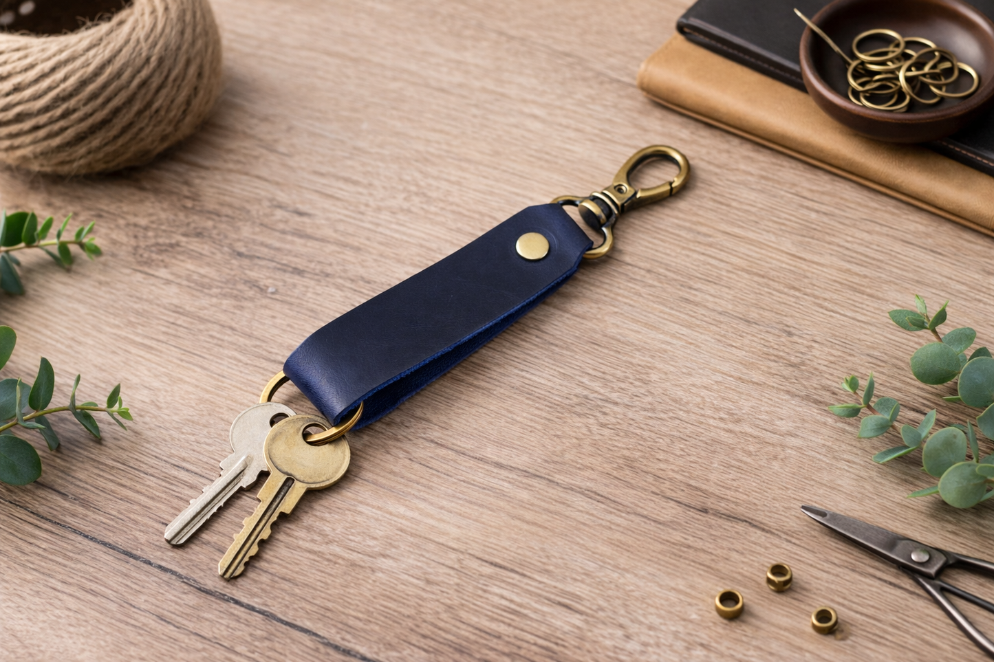 Genuine Leather Keychain, Keychain RIng, Handmade Key Tag