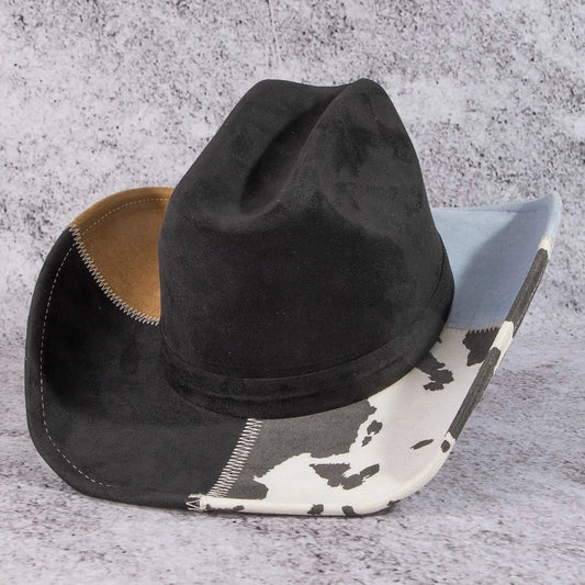 Western Color Block Cowboy Hat - Black