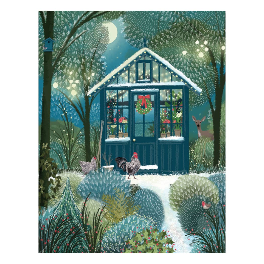 Snowy Greenhouse Holiday Card: Card with Envelope and Cello Jacket