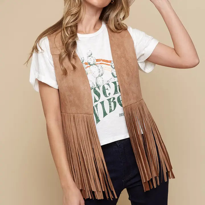 Western Fringe Open Front Vest