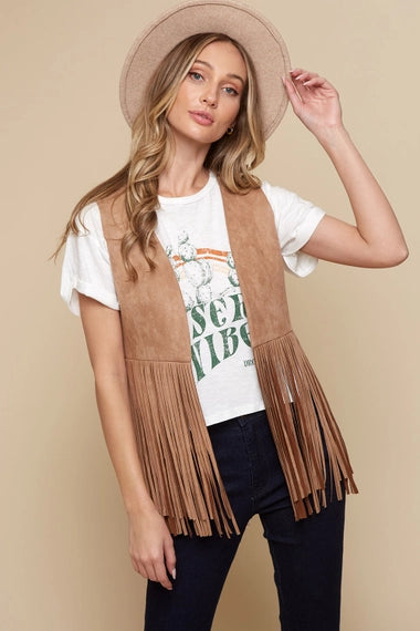 Western Fringe Open Front Vest