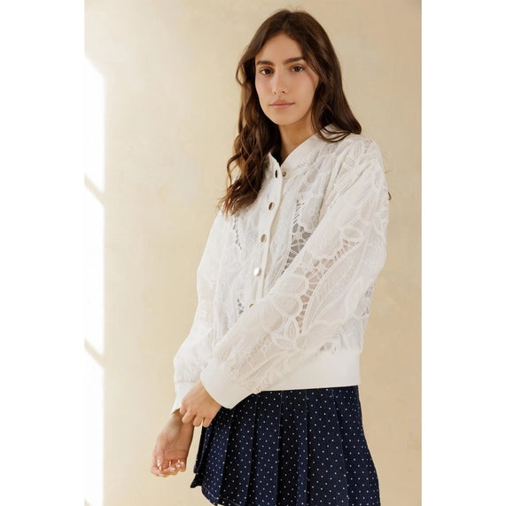 White Floral Bomber Jacket