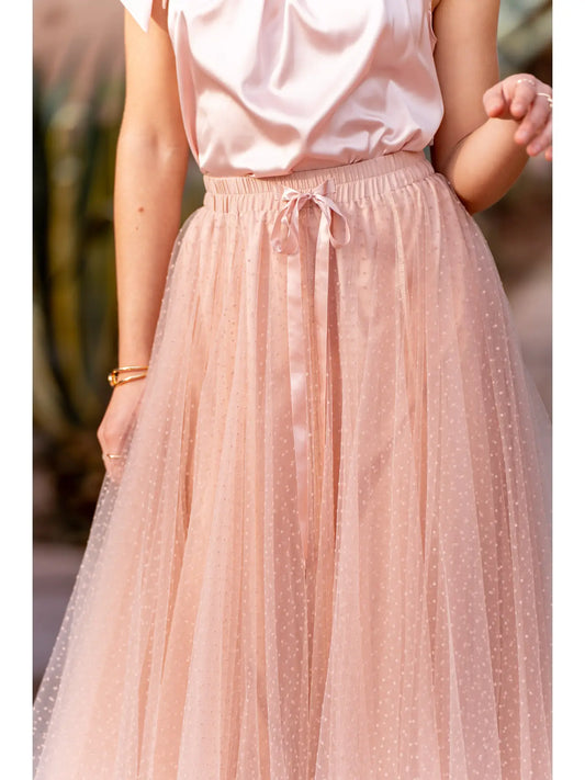 Aria Tulle Plumetis Skirt - Pink
