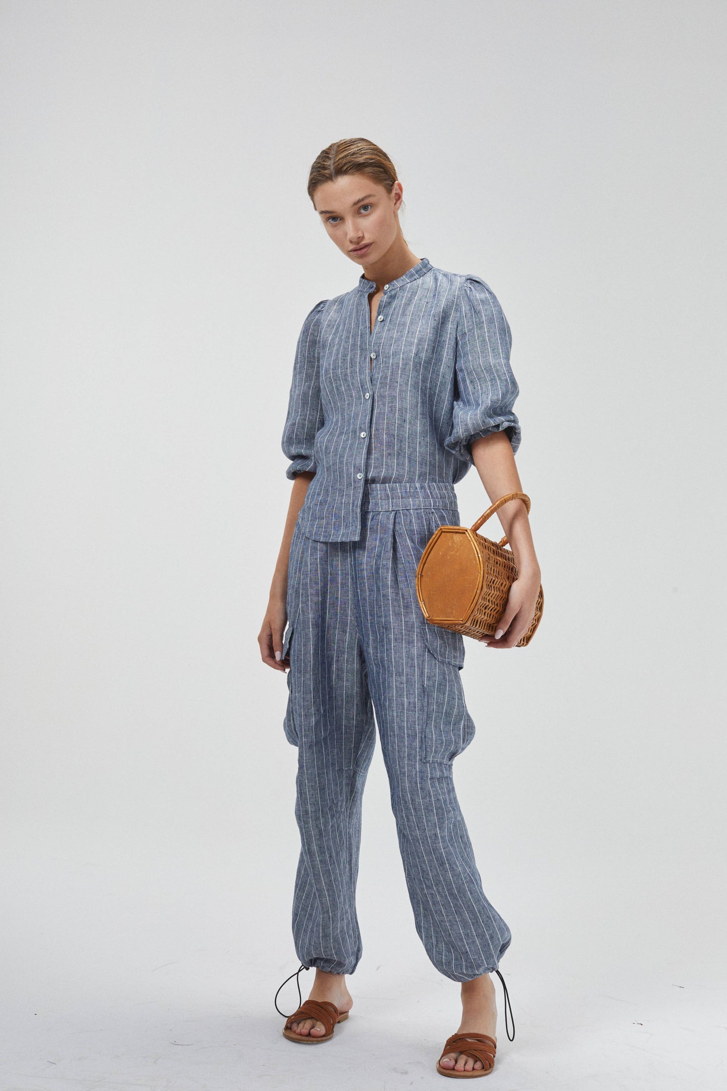 Meknes Linen Shirt | Navy Stripes