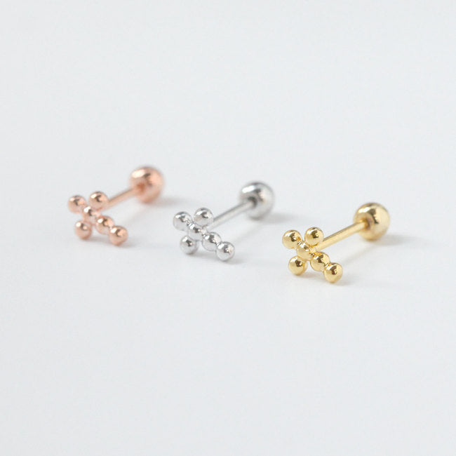 Tiny Dot Cross Screw Back Earring