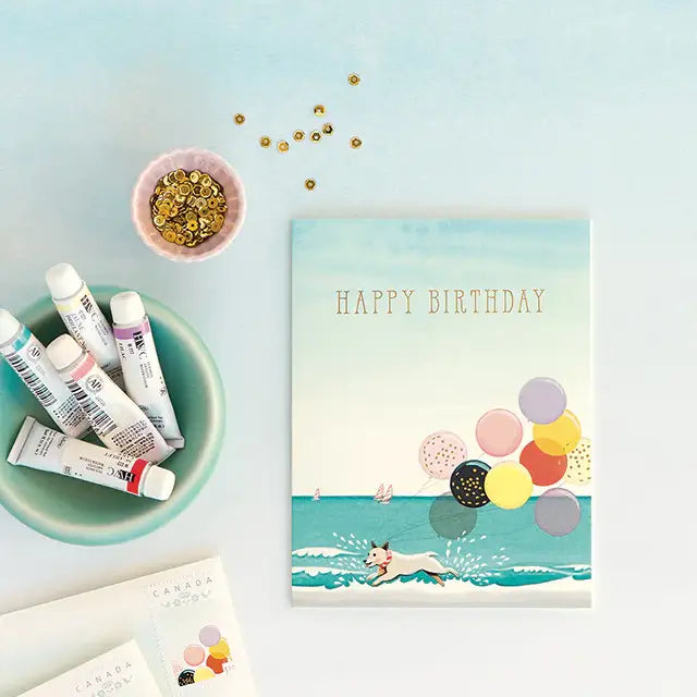 Splashing Dog Birthday Greeting Card