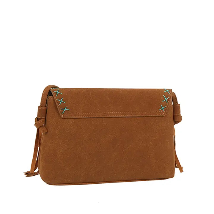 Western Concho Fringe Boho Flap Crossbody Bag
