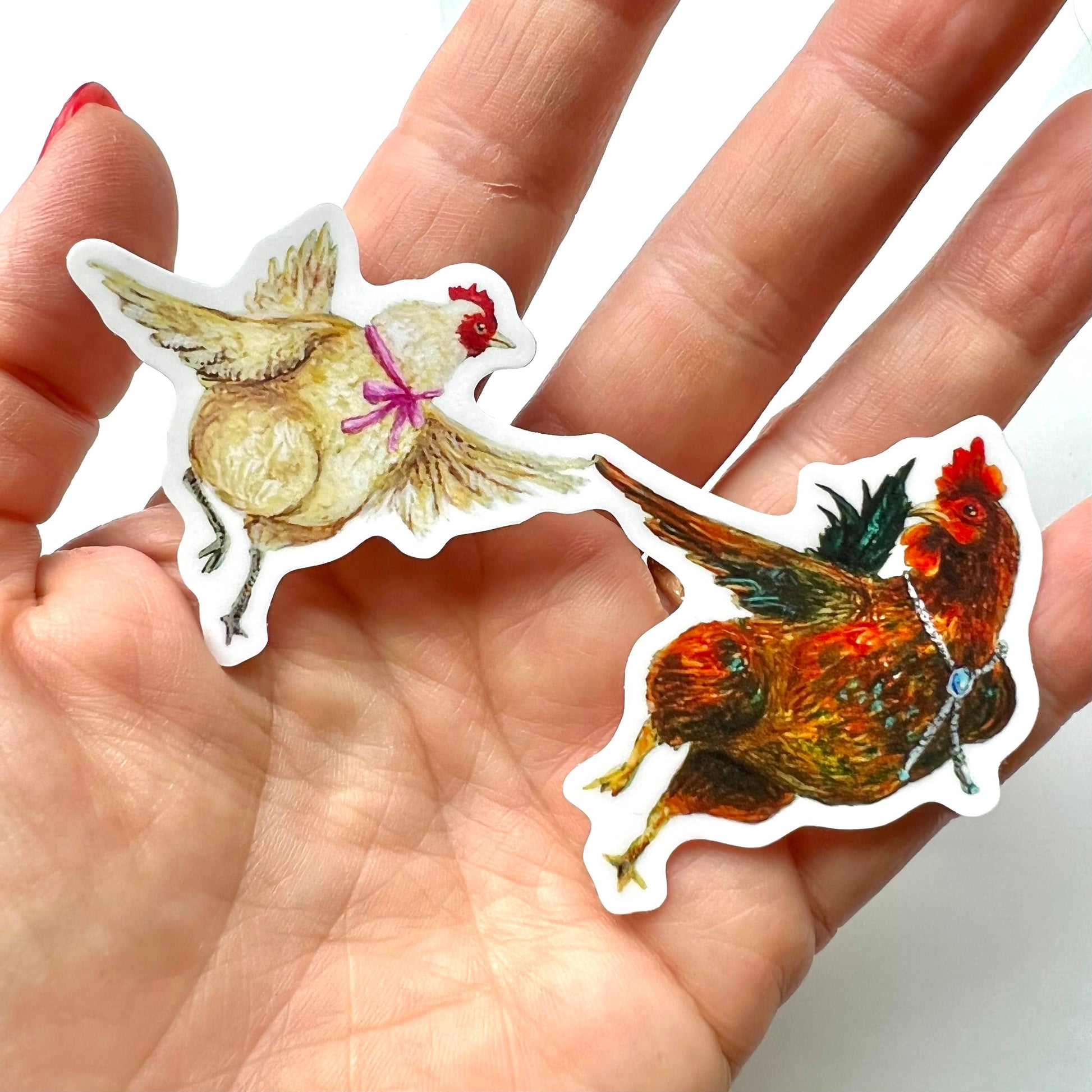 Dancing Rooster & Hen // Die Cut Vinyl Sticker