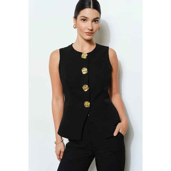 Luxe Gold Button Vest