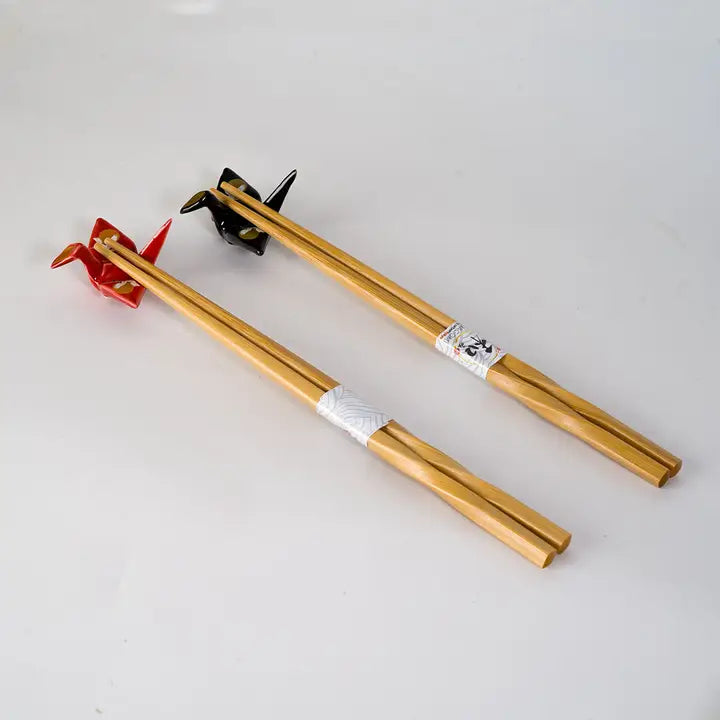 Crane Moon Design Origami Crane 2 Pair Chopsticks and Chopsticks Rests Gift Set