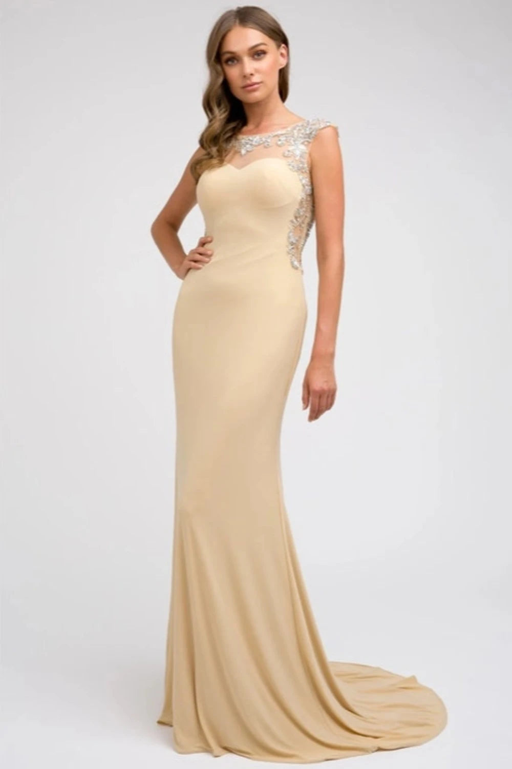 Sleeveless Fitted Evening Gown