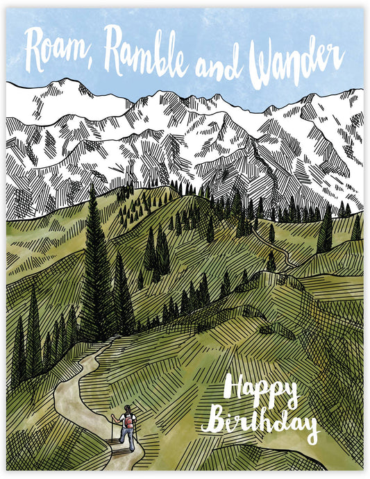 Roam Ramble Wander Birthday Card