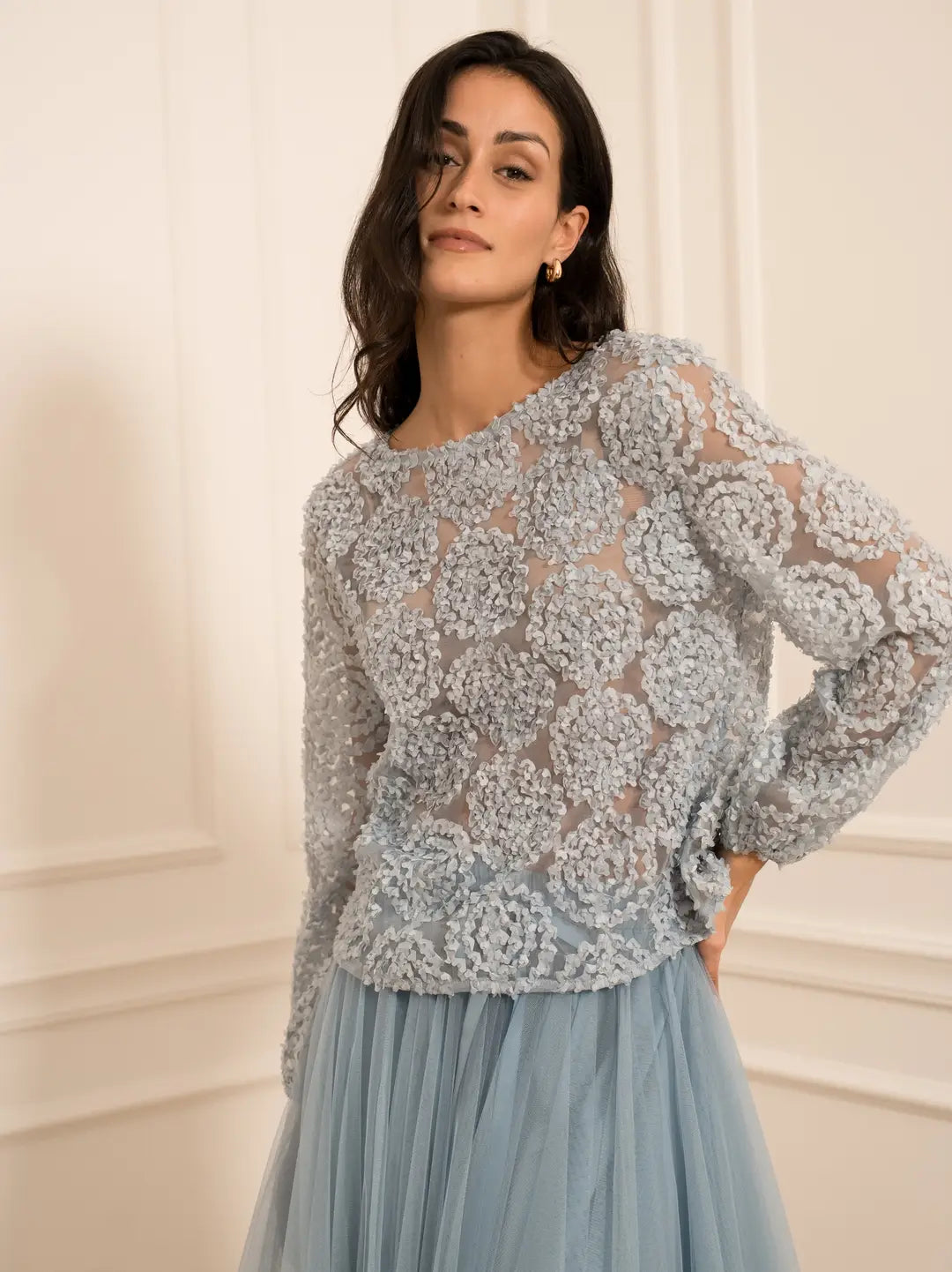 Textured Rosette Blouse