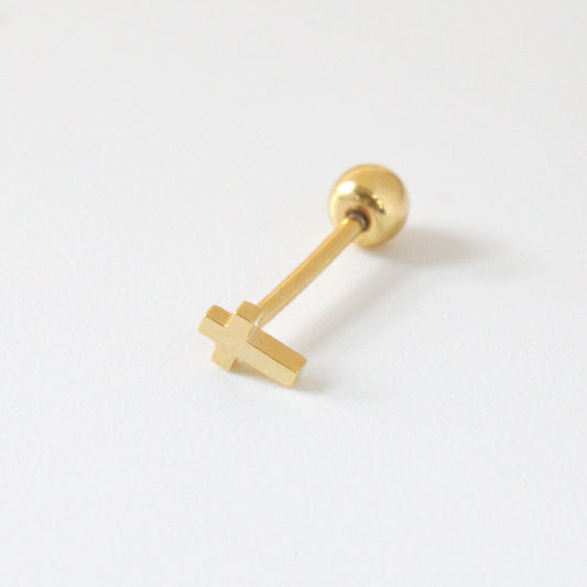 Tiny Cross Screw Back Earring