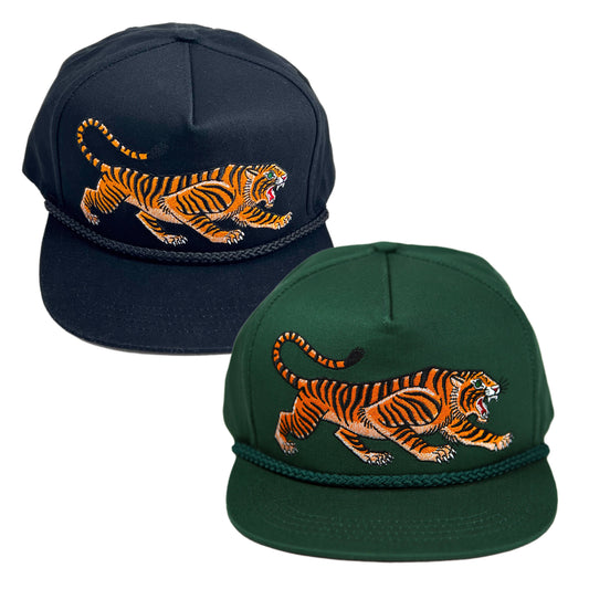 Unisex Tattoo-Style Tiger Cap in Spruce Green