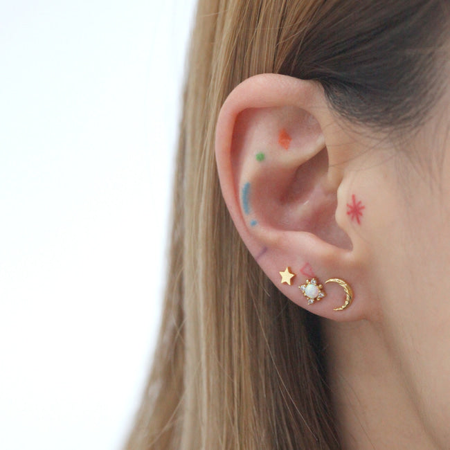 Tiny Solar Flare Screw Back Earring