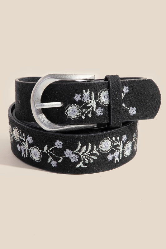 Soft Floral Embroidered Belt
