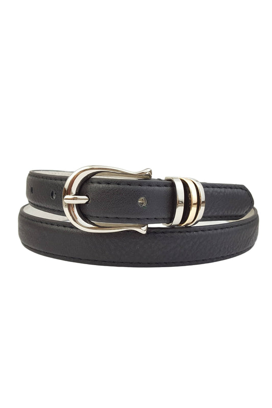 Classic Skinny Silver Buckle Belt