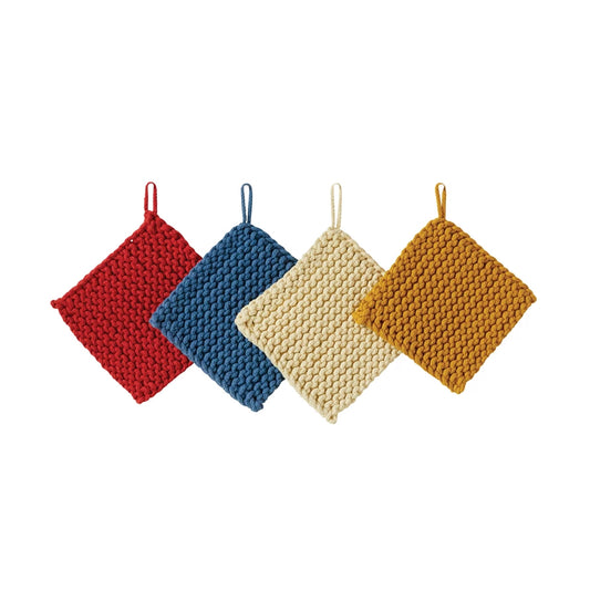 Cotton Crocheted Pot Holder | Primary Tones