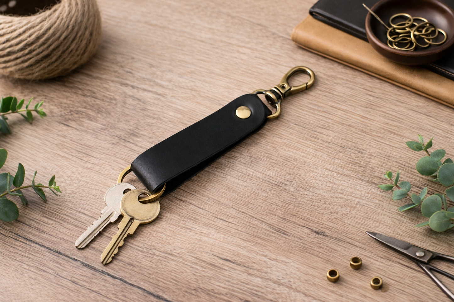Genuine Leather Keychain, Keychain RIng, Handmade Key Tag