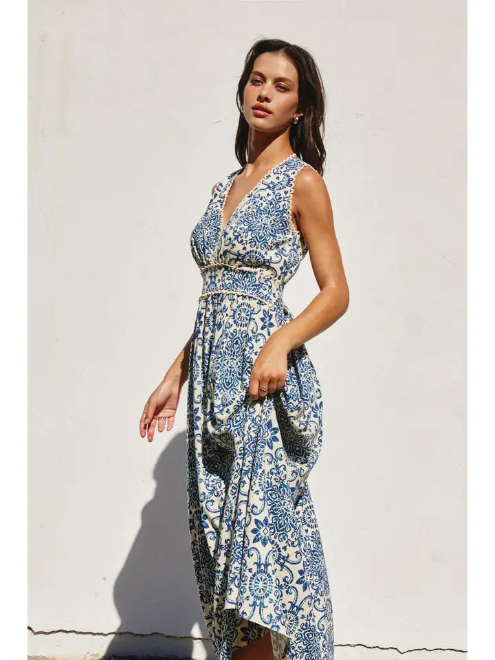 Summer in Capri Scalloped Lace Maxi Dress