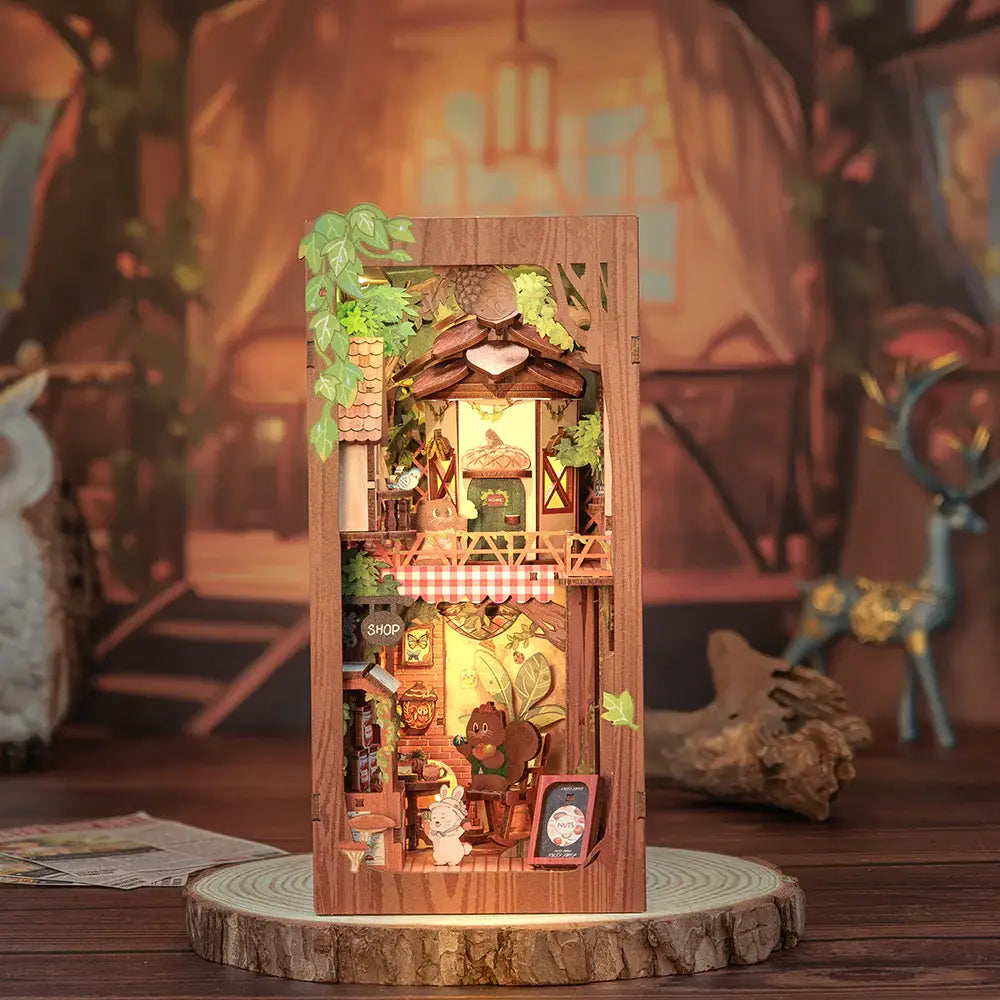 DIY Book Nook Kit: Squirrel Collector with Dust Cover