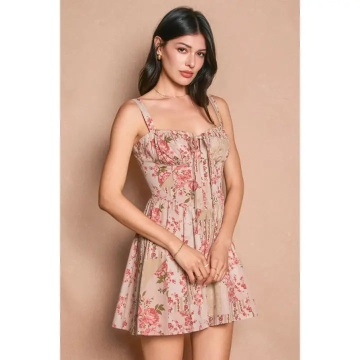 Saltwater Bloom Corset Sweetheart Mini Dress