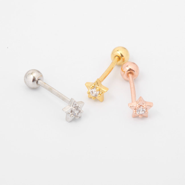 Tiny North Star Screw Back Earring