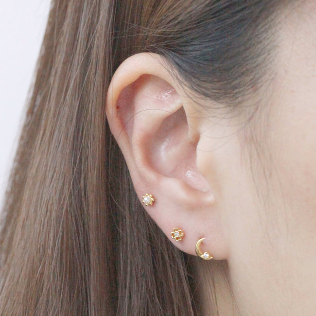 Tiny Flower Screw Back Earring