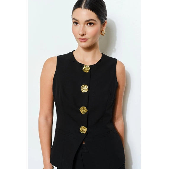 Luxe Gold Button Vest
