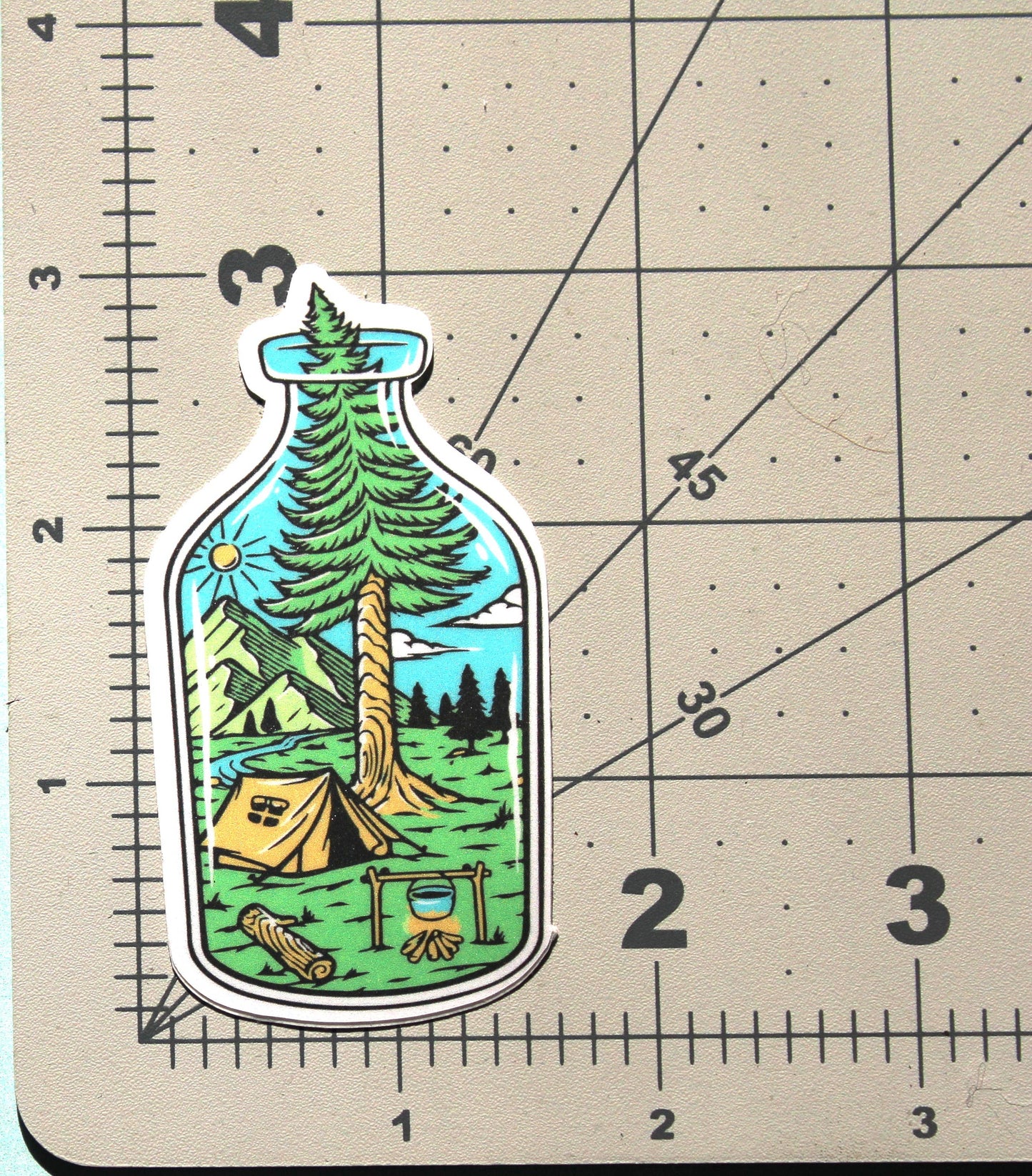 Bottle of Serenity Camping Scene Sticker