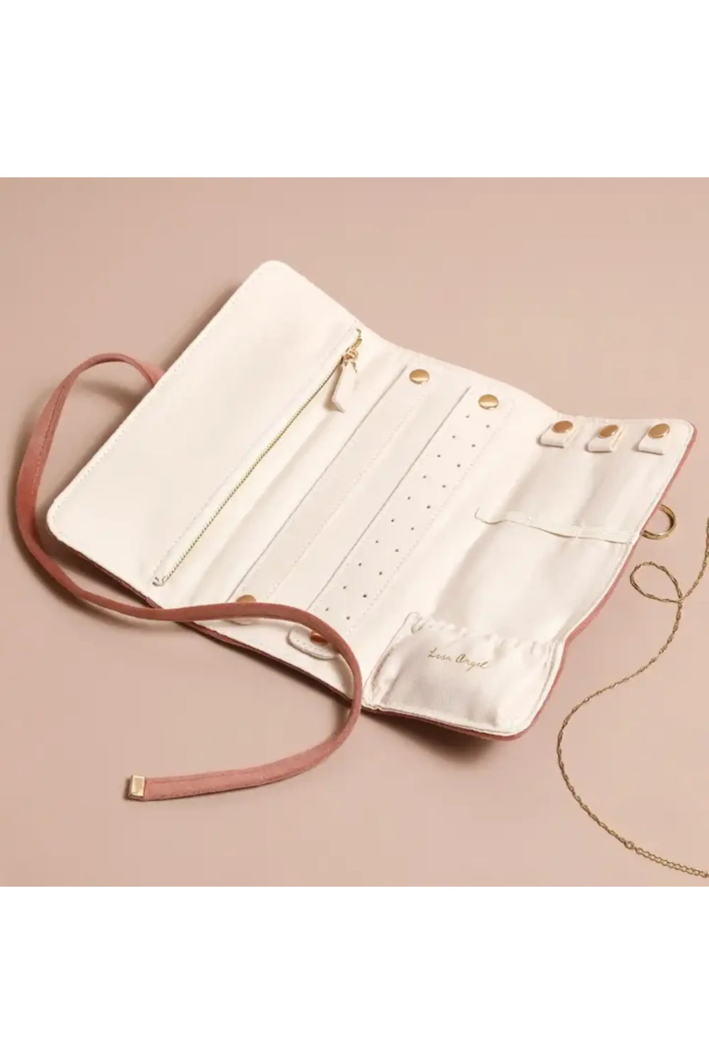Dusky Pink Velvet Jewellery Roll
