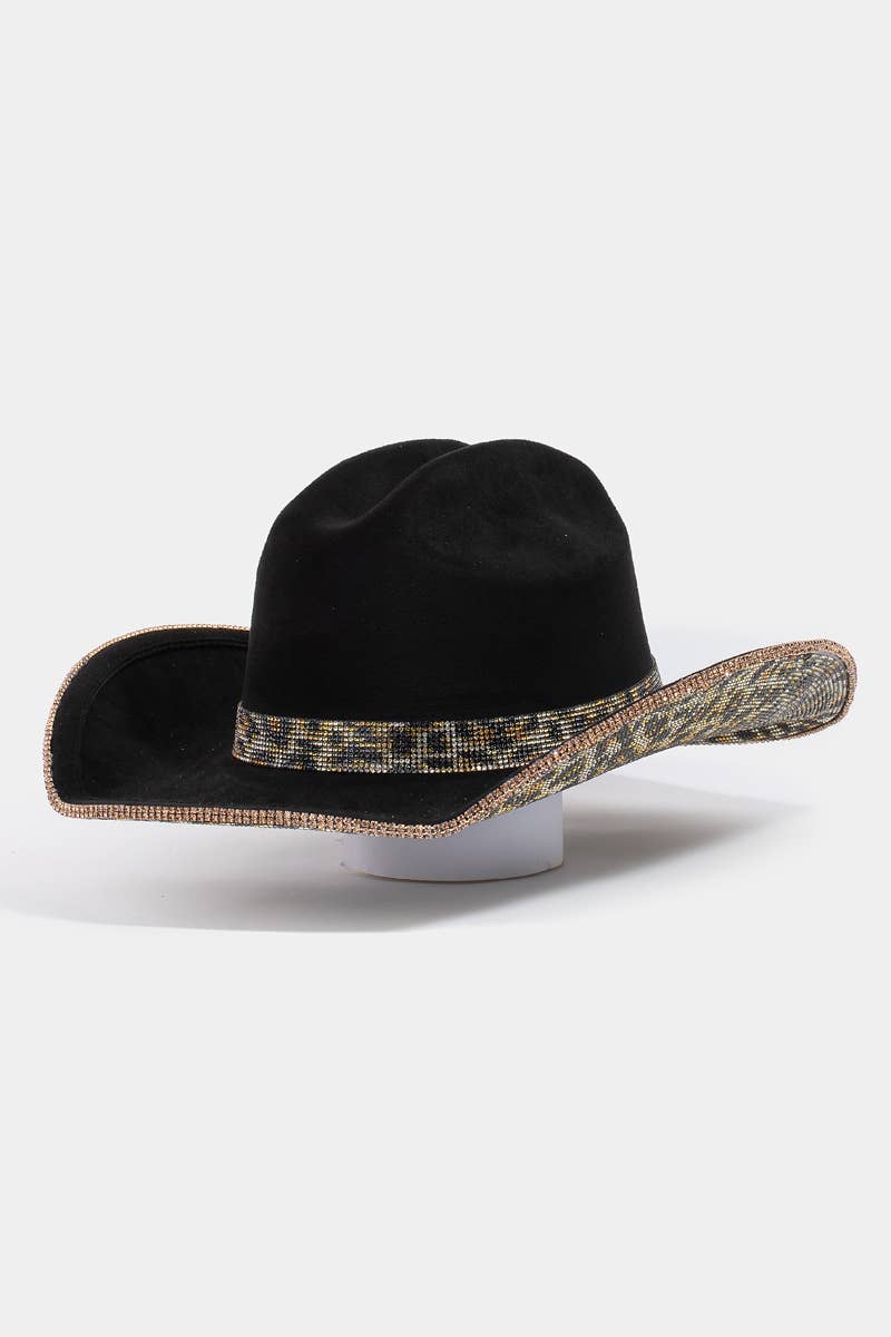 Pave Leopard Print Rhinestone Western Cowboy Hat