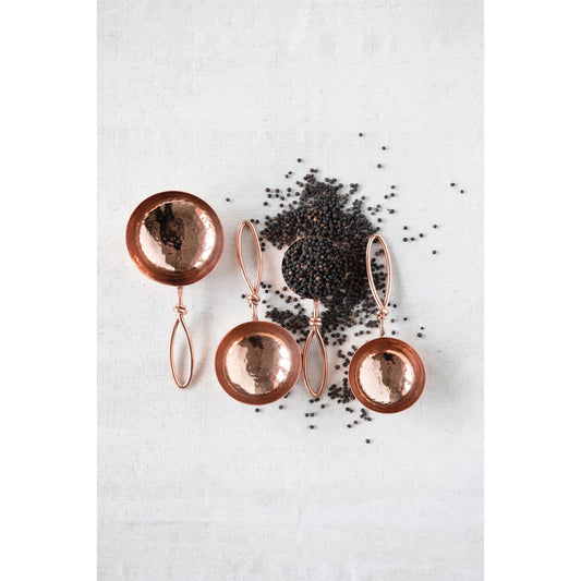 Hammered Stainless Steel Scoops with Tie