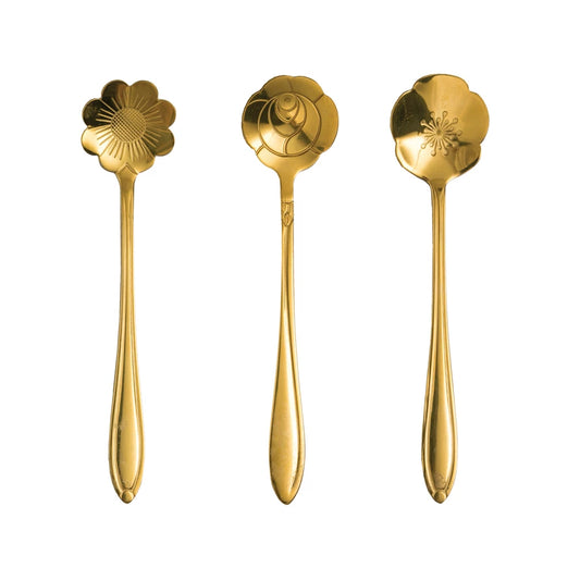 Stainless Steel Flower Shaped Spoons Set of 3