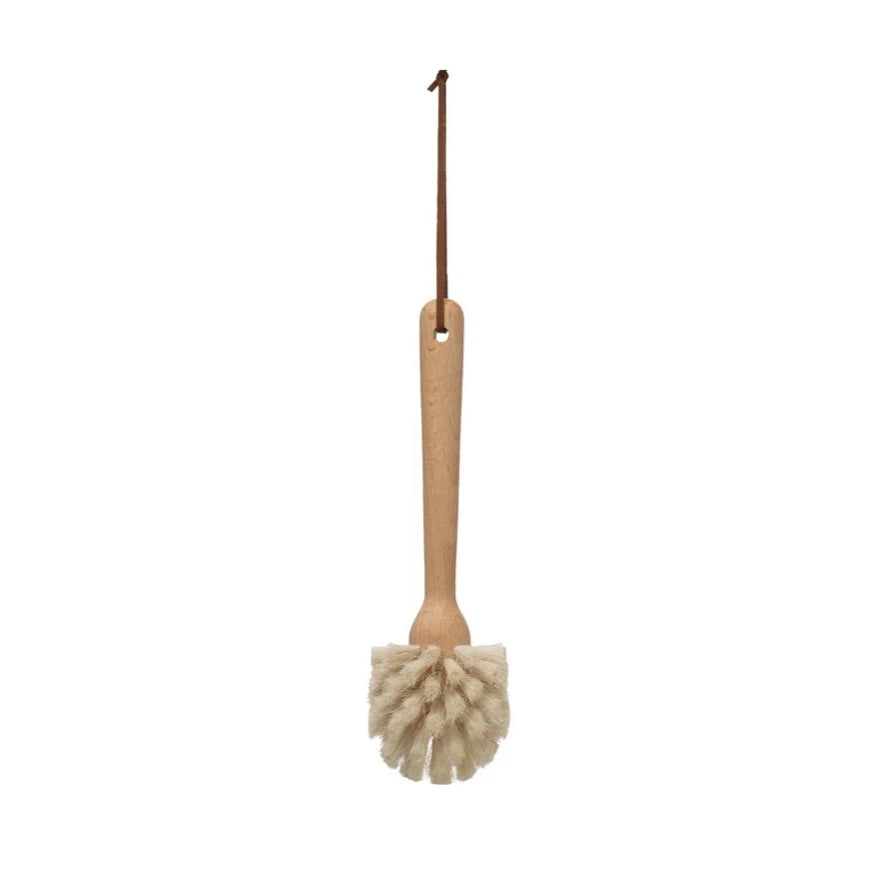 Beechwood Dish Brush with Leather Strap