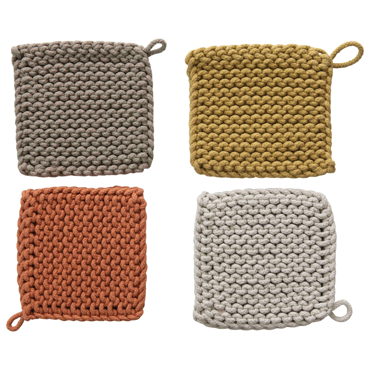 Cotton Crocheted Pot Holder - 4 Colors