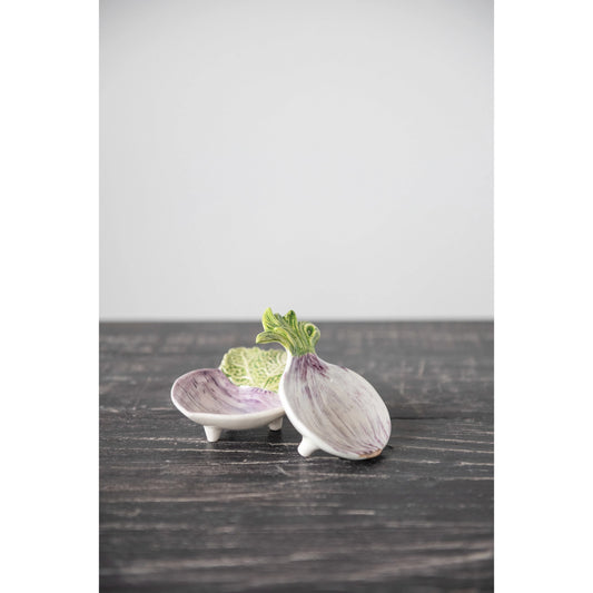 Hand-Painted Stoneware Radish/Onion Dish