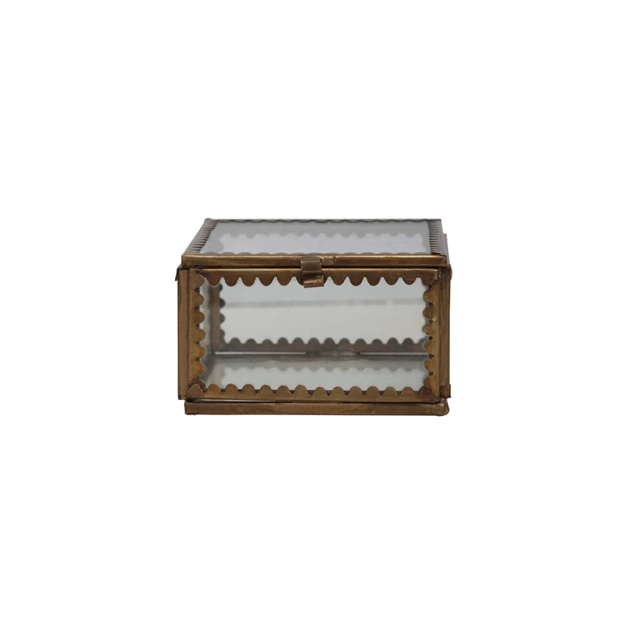 Brass & Glass Display Box w/ Scalloped Edges - Small