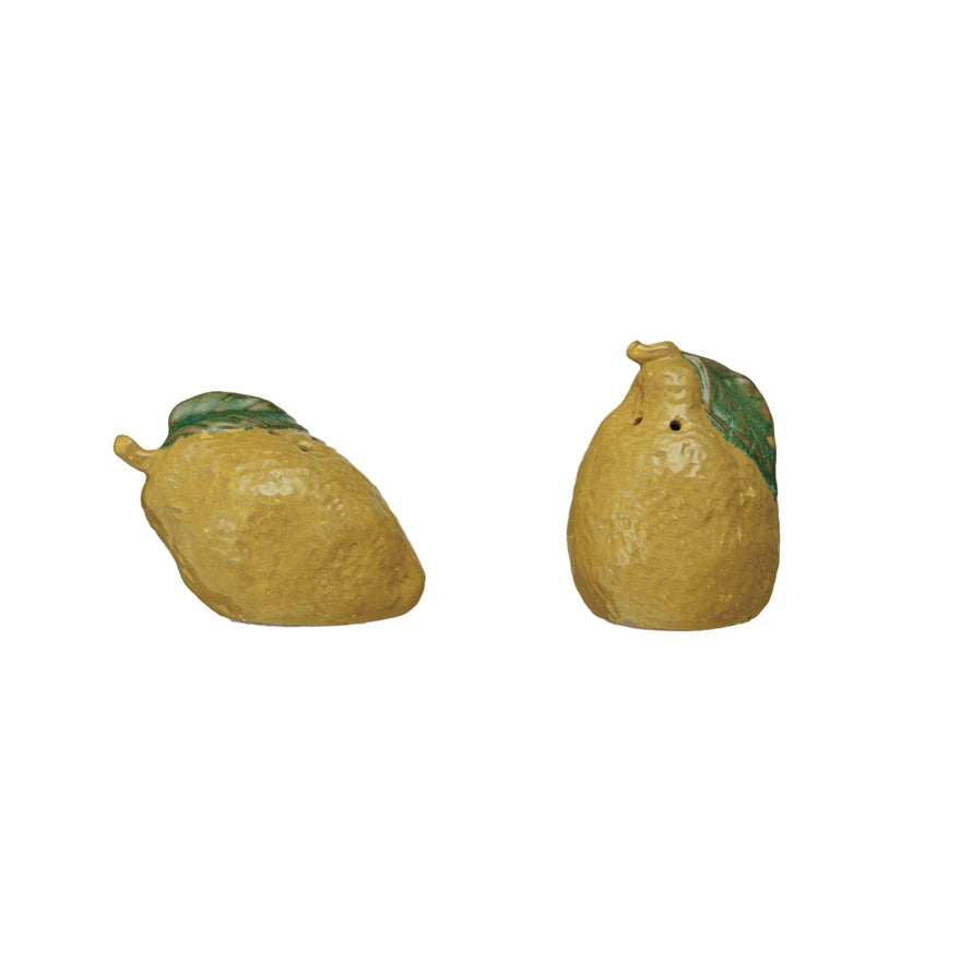 Hand-Painted Lemon Salt & Pepper Shakers, Set of 2