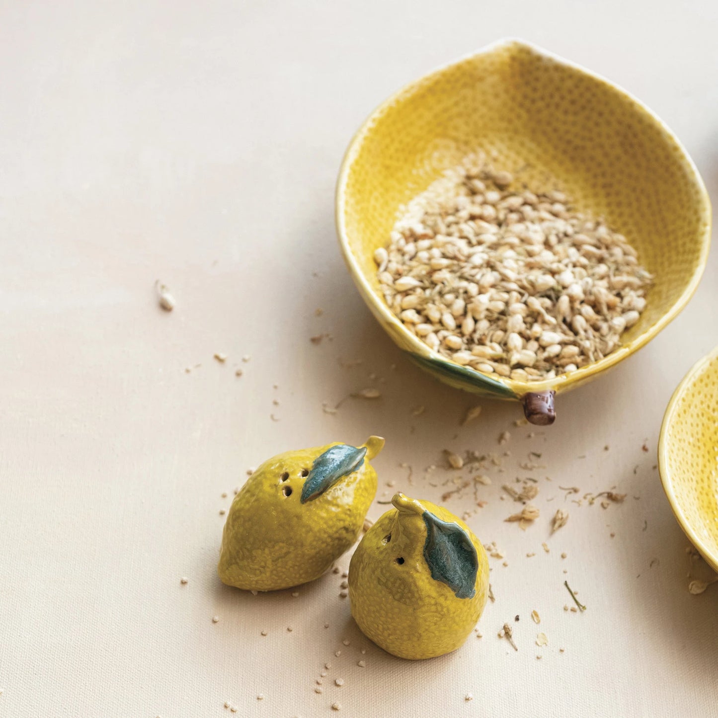 Hand-Painted Lemon Salt & Pepper Shakers, Set of 2