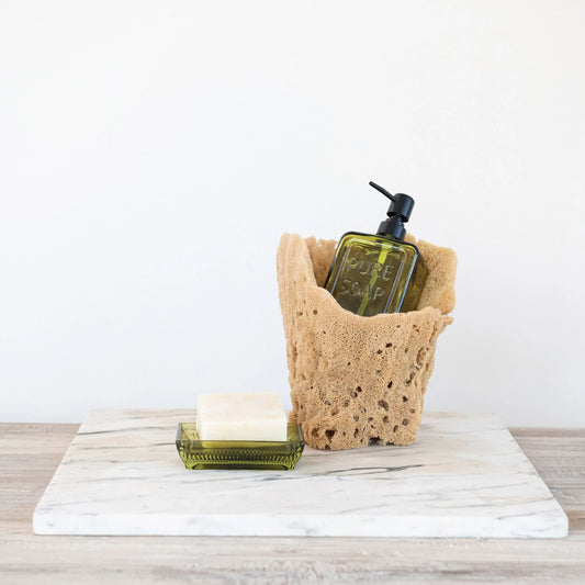 Pressed Glass Soap Dish | Olive