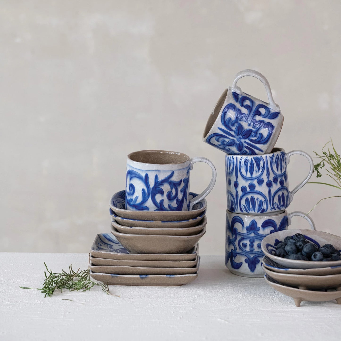 14 oz. Hand-Painted Mug with Pattern