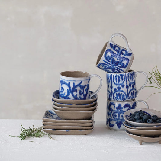 14 oz. Hand-Painted Mug with Pattern