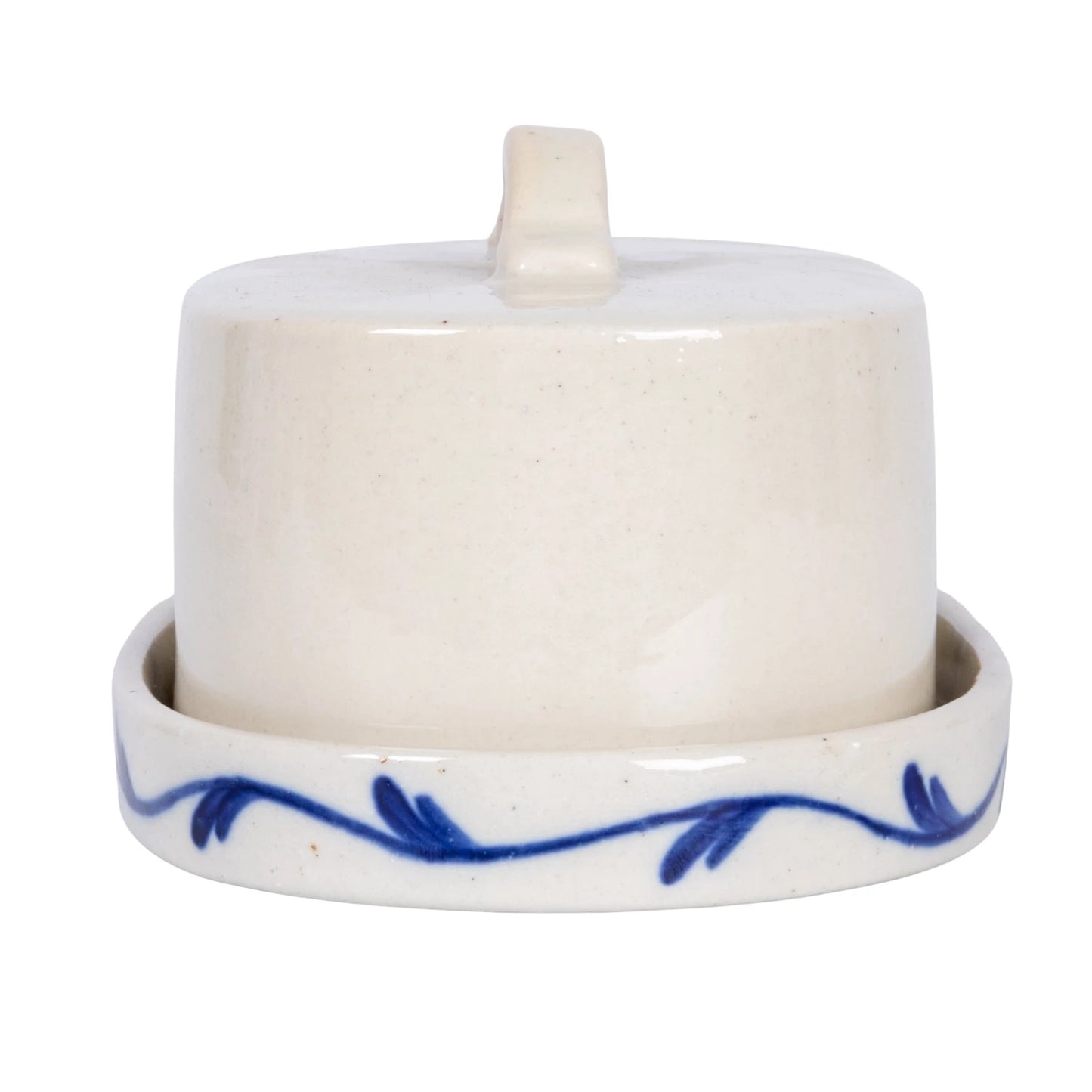 Hand Painted Flower Stoneware Butter Dish