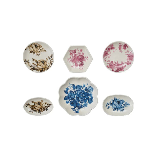 Ceramic Plate Shaped Magnet with Floral Image