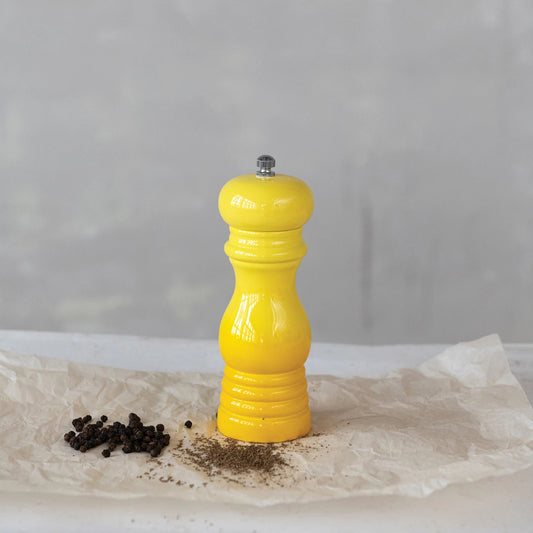 Enameled Rubberwood Salt/Pepper Mill, Yellow Ombre