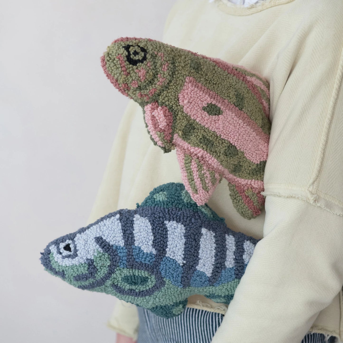 Woven Cotton Tufted Fish Shaped Pillow
