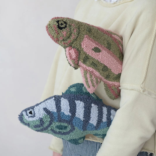 Woven Cotton Tufted Fish Shaped Pillow